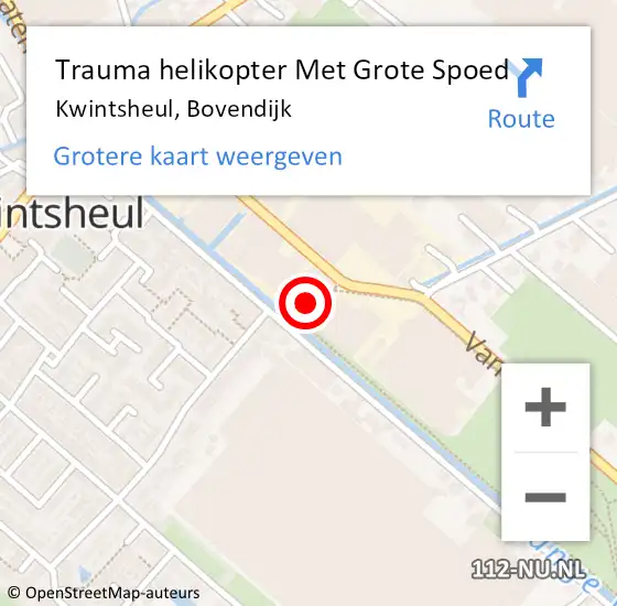 Locatie op kaart van de 112 melding: Trauma helikopter Met Grote Spoed Naar Kwintsheul, Bovendijk op 30 april 2024 18:19