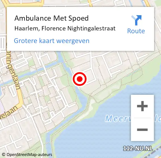 Locatie op kaart van de 112 melding: Ambulance Met Spoed Naar Haarlem, Florence Nightingalestraat op 30 april 2024 18:26