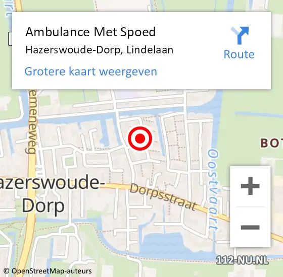 Locatie op kaart van de 112 melding: Ambulance Met Spoed Naar Hazerswoude-Dorp, Lindelaan op 30 april 2024 18:34