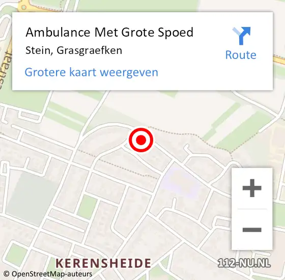 Locatie op kaart van de 112 melding: Ambulance Met Grote Spoed Naar Stein, Grasgraefken op 4 oktober 2014 08:54