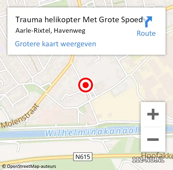 Locatie op kaart van de 112 melding: Trauma helikopter Met Grote Spoed Naar Aarle-Rixtel, Havenweg op 30 april 2024 18:45