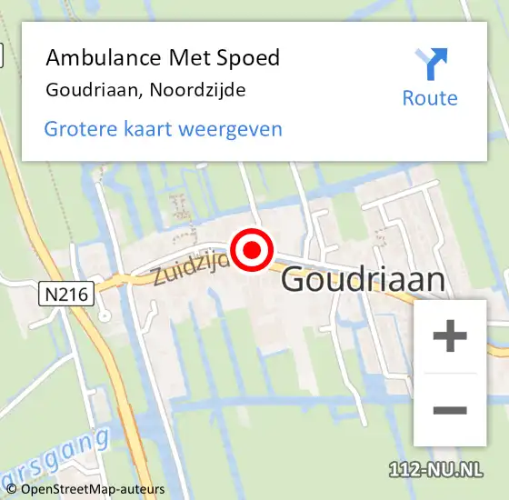 Locatie op kaart van de 112 melding: Ambulance Met Spoed Naar Goudriaan, Noordzijde op 30 april 2024 18:51