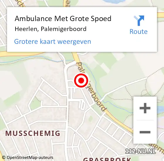 Locatie op kaart van de 112 melding: Ambulance Met Grote Spoed Naar Heerlen, Palemigerboord op 30 april 2024 18:54