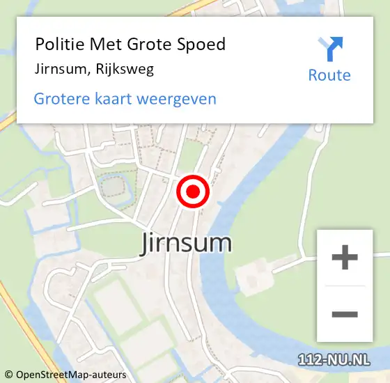 Locatie op kaart van de 112 melding: Politie Met Grote Spoed Naar Jirnsum, Rijksweg op 30 april 2024 19:08