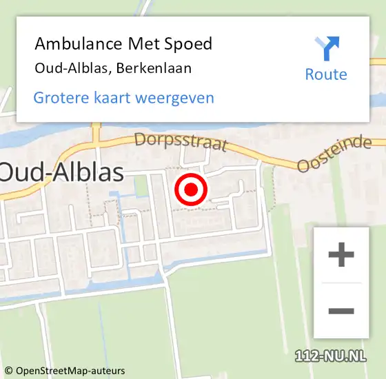 Locatie op kaart van de 112 melding: Ambulance Met Spoed Naar Oud-Alblas, Berkenlaan op 30 april 2024 19:15