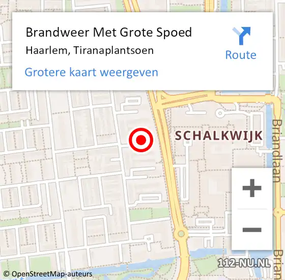 Locatie op kaart van de 112 melding: Brandweer Met Grote Spoed Naar Haarlem, Tiranaplantsoen op 30 april 2024 19:19