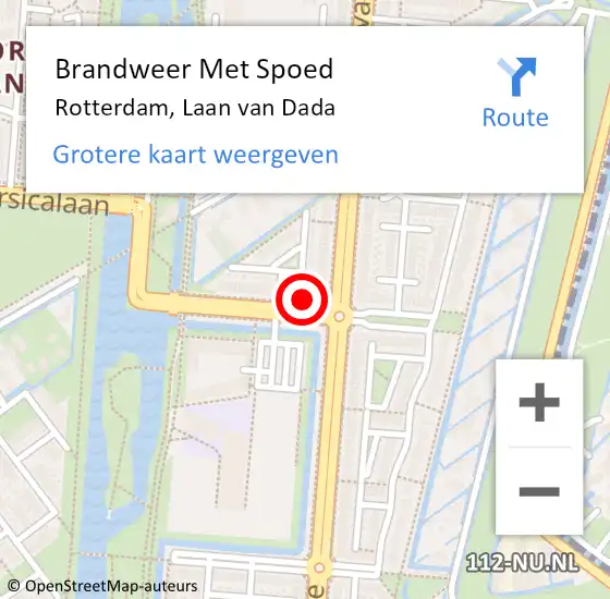 Locatie op kaart van de 112 melding: Brandweer Met Spoed Naar Rotterdam, Laan van Dada op 30 april 2024 19:20