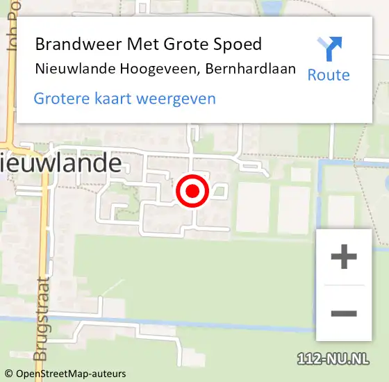 Locatie op kaart van de 112 melding: Brandweer Met Grote Spoed Naar Nieuwlande Hoogeveen, Bernhardlaan op 30 april 2024 19:23