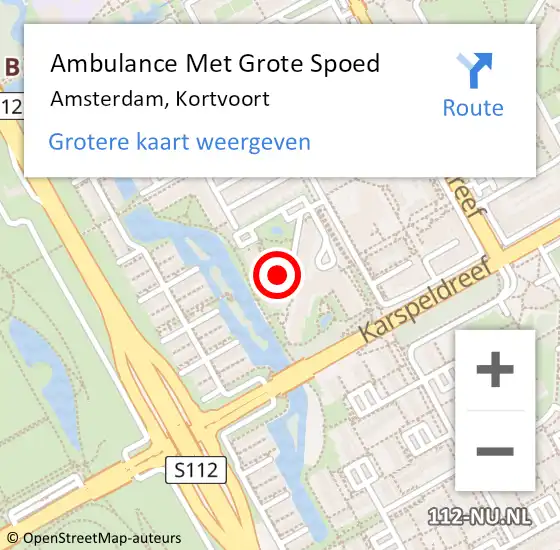 Locatie op kaart van de 112 melding: Ambulance Met Grote Spoed Naar Amsterdam, Kortvoort op 30 april 2024 19:23