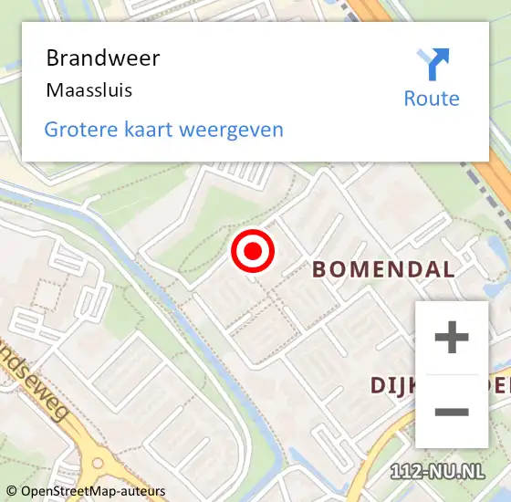 Locatie op kaart van de 112 melding: Brandweer Maassluis op 30 april 2024 19:30