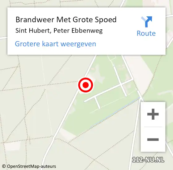 Locatie op kaart van de 112 melding: Brandweer Met Grote Spoed Naar Sint Hubert, Peter Ebbenweg op 30 april 2024 19:37