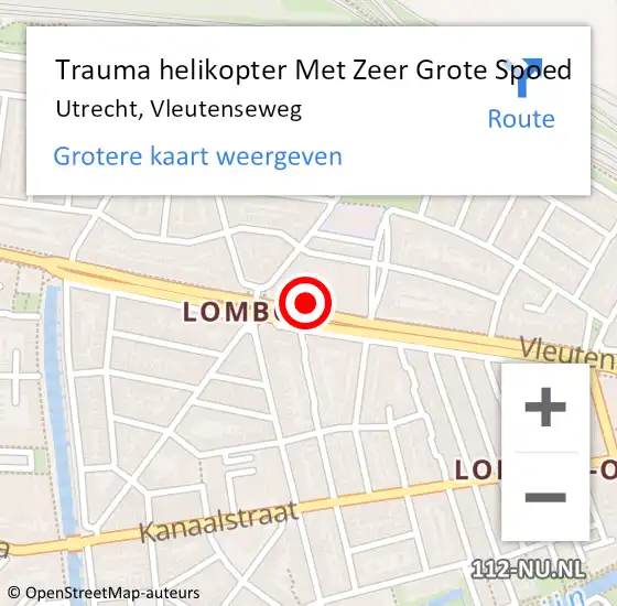 Locatie op kaart van de 112 melding: Trauma helikopter Met Zeer Grote Spoed Naar Utrecht, Vleutenseweg op 30 april 2024 19:44