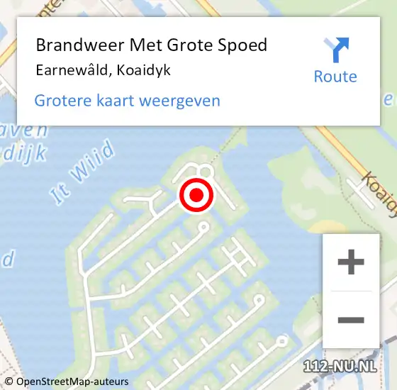 Locatie op kaart van de 112 melding: Brandweer Met Grote Spoed Naar Earnewâld, Koaidyk op 30 april 2024 19:49