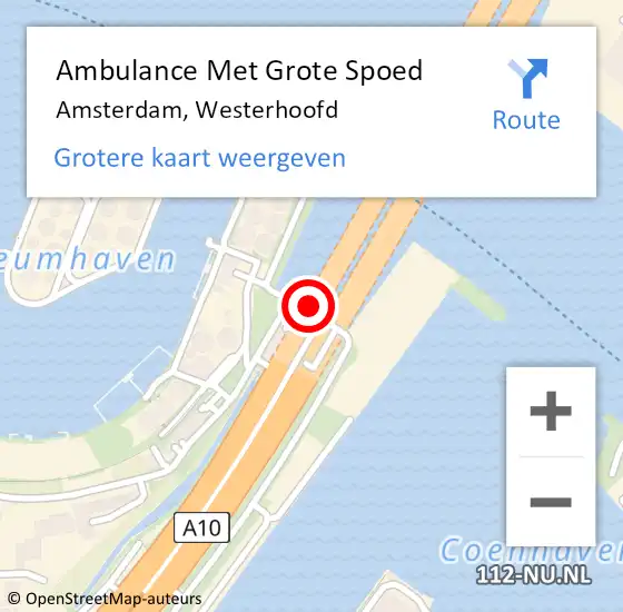 Locatie op kaart van de 112 melding: Ambulance Met Grote Spoed Naar Amsterdam, Westerhoofd op 30 april 2024 20:04