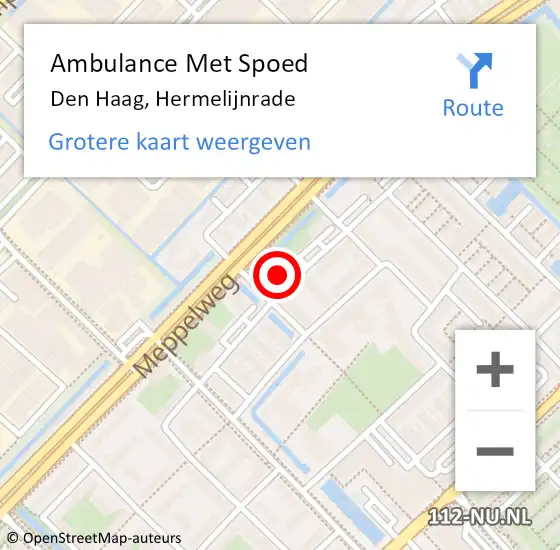 Locatie op kaart van de 112 melding: Ambulance Met Spoed Naar Den Haag, Hermelijnrade op 30 april 2024 20:14