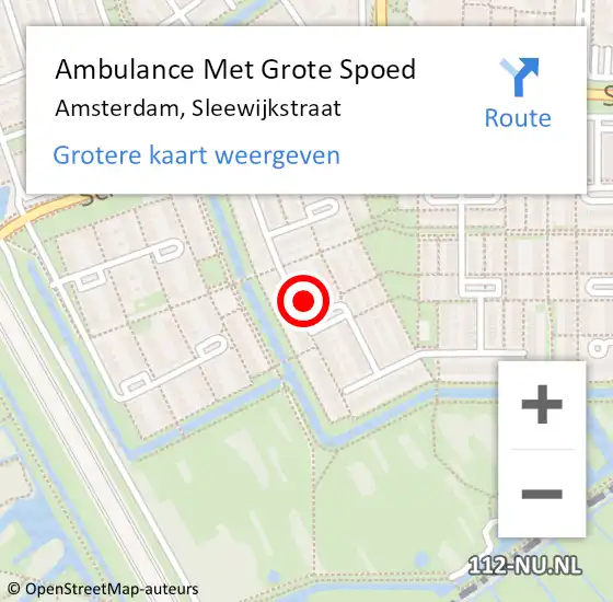Locatie op kaart van de 112 melding: Ambulance Met Grote Spoed Naar Amsterdam, Sleewijkstraat op 30 april 2024 20:16