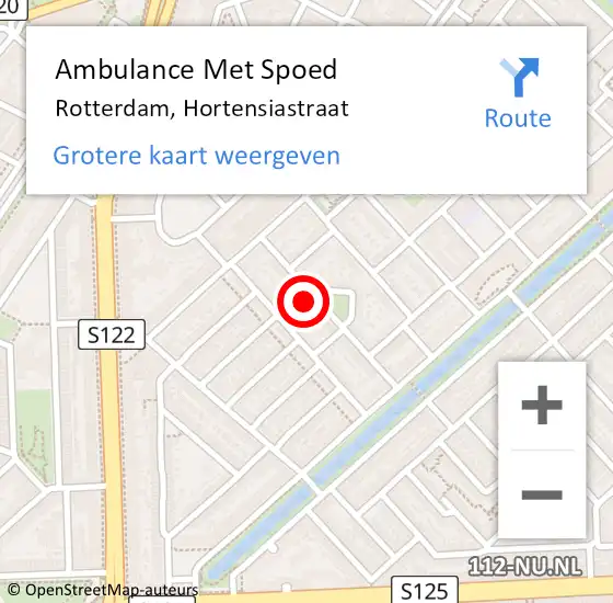 Locatie op kaart van de 112 melding: Ambulance Met Spoed Naar Rotterdam, Hortensiastraat op 30 april 2024 20:21