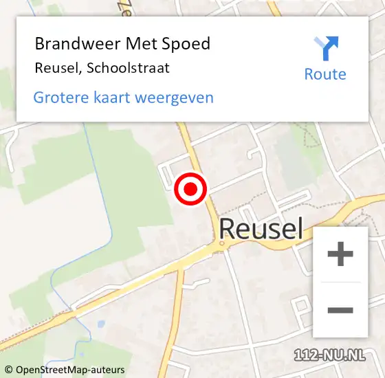 Locatie op kaart van de 112 melding: Brandweer Met Spoed Naar Reusel, Schoolstraat op 30 april 2024 20:29