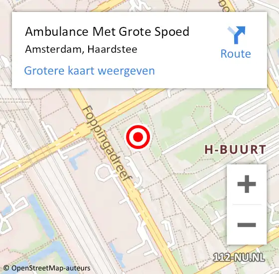 Locatie op kaart van de 112 melding: Ambulance Met Grote Spoed Naar Amsterdam, Haardstee op 30 april 2024 20:30