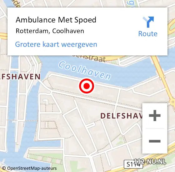 Locatie op kaart van de 112 melding: Ambulance Met Spoed Naar Rotterdam, Coolhaven op 30 april 2024 20:42