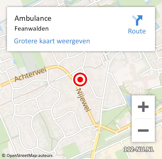 Locatie op kaart van de 112 melding: Ambulance Veenwouden op 30 april 2024 20:48