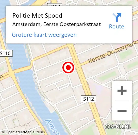Locatie op kaart van de 112 melding: Politie Met Spoed Naar Amsterdam, Eerste Oosterparkstraat op 30 april 2024 20:51