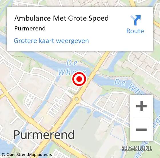 Locatie op kaart van de 112 melding: Ambulance Met Grote Spoed Naar Purmerend op 30 april 2024 20:52