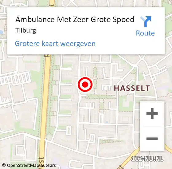 Locatie op kaart van de 112 melding: Ambulance Met Zeer Grote Spoed Naar Tilburg op 30 april 2024 21:04