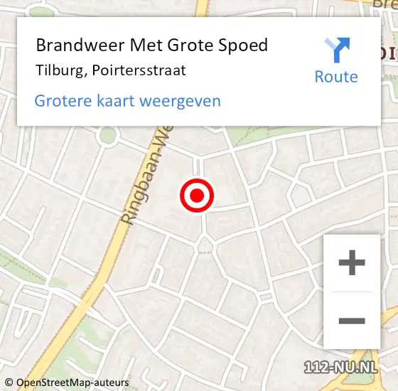 Locatie op kaart van de 112 melding: Brandweer Met Grote Spoed Naar Tilburg, Poirtersstraat op 30 april 2024 21:04
