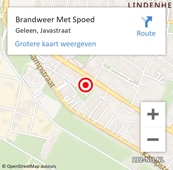 Locatie op kaart van de 112 melding: Brandweer Met Spoed Naar Geleen, Javastraat op 30 april 2024 21:11