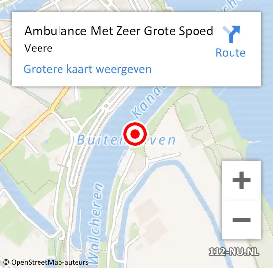 Locatie op kaart van de 112 melding: Ambulance Met Zeer Grote Spoed Naar Veere op 30 april 2024 21:12