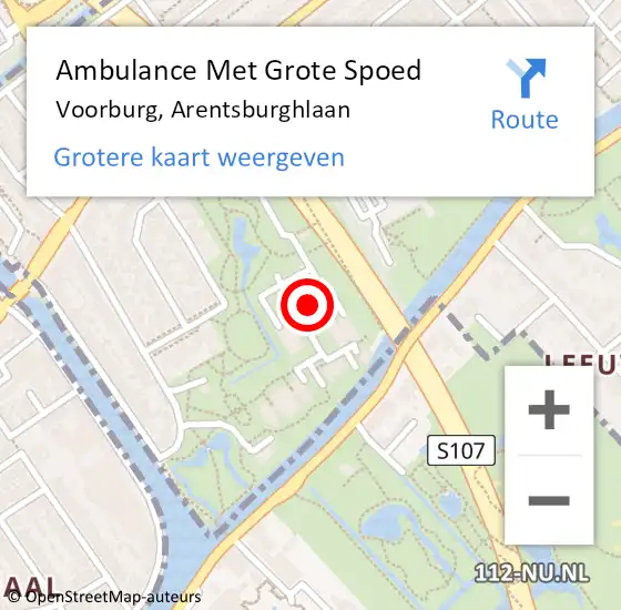 Locatie op kaart van de 112 melding: Ambulance Met Grote Spoed Naar Voorburg, Arentsburghlaan op 30 april 2024 21:21