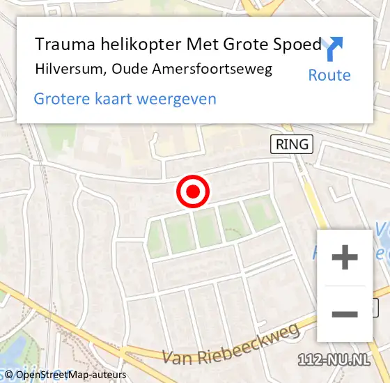 Locatie op kaart van de 112 melding: Trauma helikopter Met Grote Spoed Naar Hilversum, Oude Amersfoortseweg op 30 april 2024 21:24
