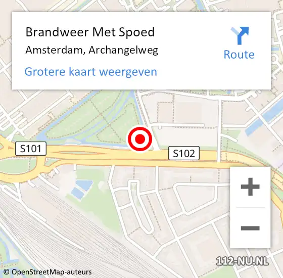 Locatie op kaart van de 112 melding: Brandweer Met Spoed Naar Amsterdam, Archangelweg op 30 april 2024 21:37