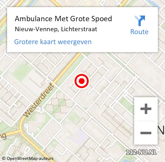 Locatie op kaart van de 112 melding: Ambulance Met Grote Spoed Naar Nieuw-Vennep, Lichterstraat op 30 april 2024 21:48