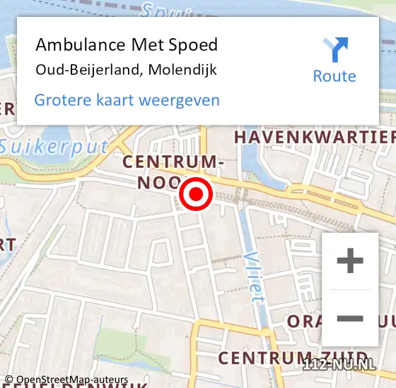 Locatie op kaart van de 112 melding: Ambulance Met Spoed Naar Oud-Beijerland, Molendijk op 30 april 2024 21:51