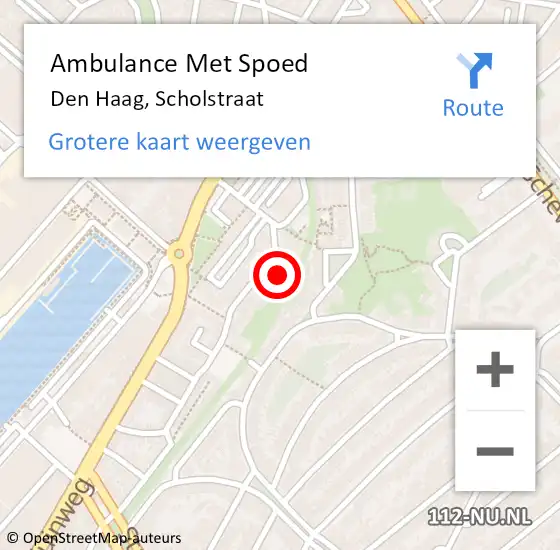 Locatie op kaart van de 112 melding: Ambulance Met Spoed Naar Den Haag, Scholstraat op 30 april 2024 21:55
