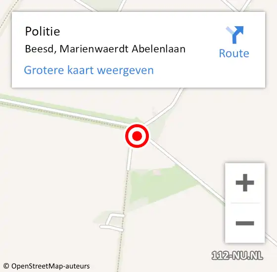 Locatie op kaart van de 112 melding: Politie Beesd, Marienwaerdt Abelenlaan op 30 april 2024 21:57