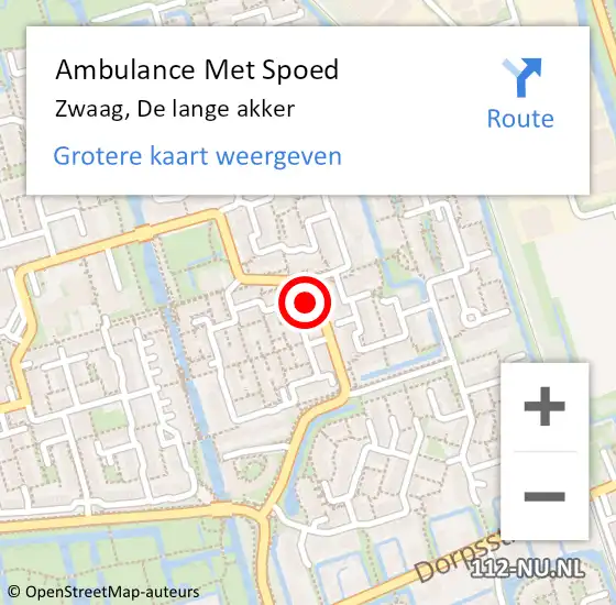 Locatie op kaart van de 112 melding: Ambulance Met Spoed Naar Zwaag, De lange akker op 30 april 2024 22:16