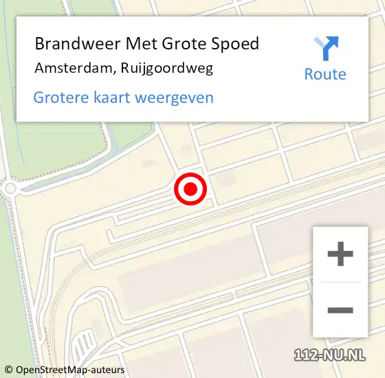 Locatie op kaart van de 112 melding: Brandweer Met Grote Spoed Naar Amsterdam, Ruijgoordweg op 30 april 2024 22:28