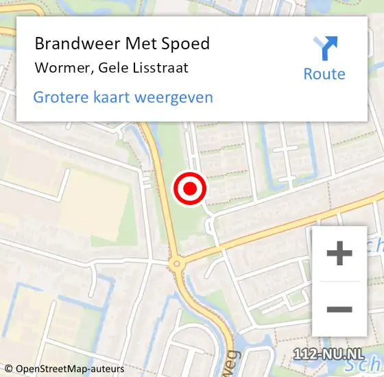 Locatie op kaart van de 112 melding: Brandweer Met Spoed Naar Wormer, Gele Lisstraat op 30 april 2024 22:42