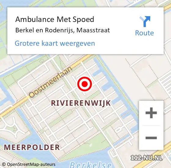 Locatie op kaart van de 112 melding: Ambulance Met Spoed Naar Berkel en Rodenrijs, Maasstraat op 30 april 2024 23:08