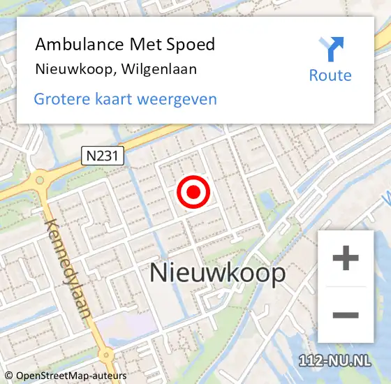 Locatie op kaart van de 112 melding: Ambulance Met Spoed Naar Nieuwkoop, Wilgenlaan op 30 april 2024 23:13