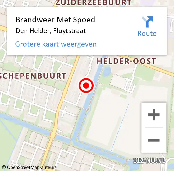 Locatie op kaart van de 112 melding: Brandweer Met Spoed Naar Den Helder, Fluytstraat op 30 april 2024 23:16