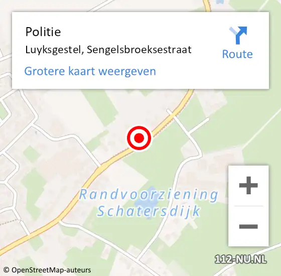 Locatie op kaart van de 112 melding: Politie Luyksgestel, Sengelsbroeksestraat op 30 april 2024 23:33