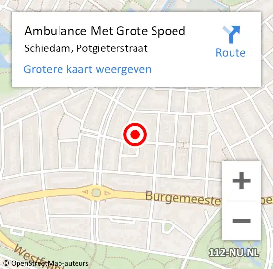 Locatie op kaart van de 112 melding: Ambulance Met Grote Spoed Naar Schiedam, Potgieterstraat op 30 april 2024 23:43