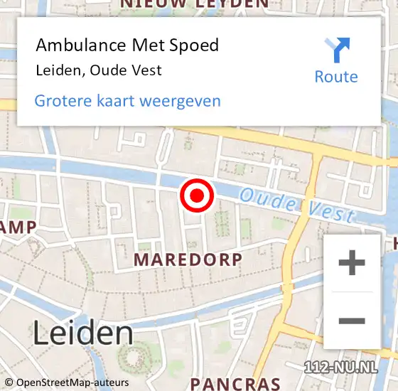 Locatie op kaart van de 112 melding: Ambulance Met Spoed Naar Leiden, Oude Vest op 30 april 2024 23:44