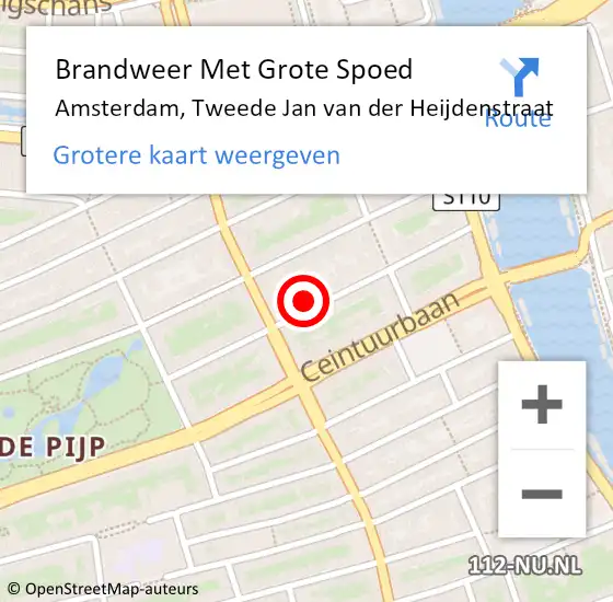 Locatie op kaart van de 112 melding: Brandweer Met Grote Spoed Naar Amsterdam, Tweede Jan van der Heijdenstraat op 30 april 2024 23:55