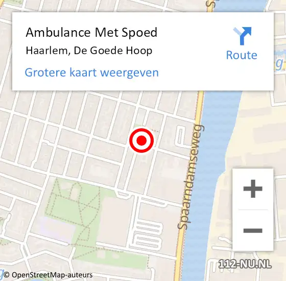 Locatie op kaart van de 112 melding: Ambulance Met Spoed Naar Haarlem, De Goede Hoop op 1 mei 2024 00:04