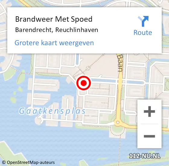Locatie op kaart van de 112 melding: Brandweer Met Spoed Naar Barendrecht, Reuchlinhaven op 1 mei 2024 00:35